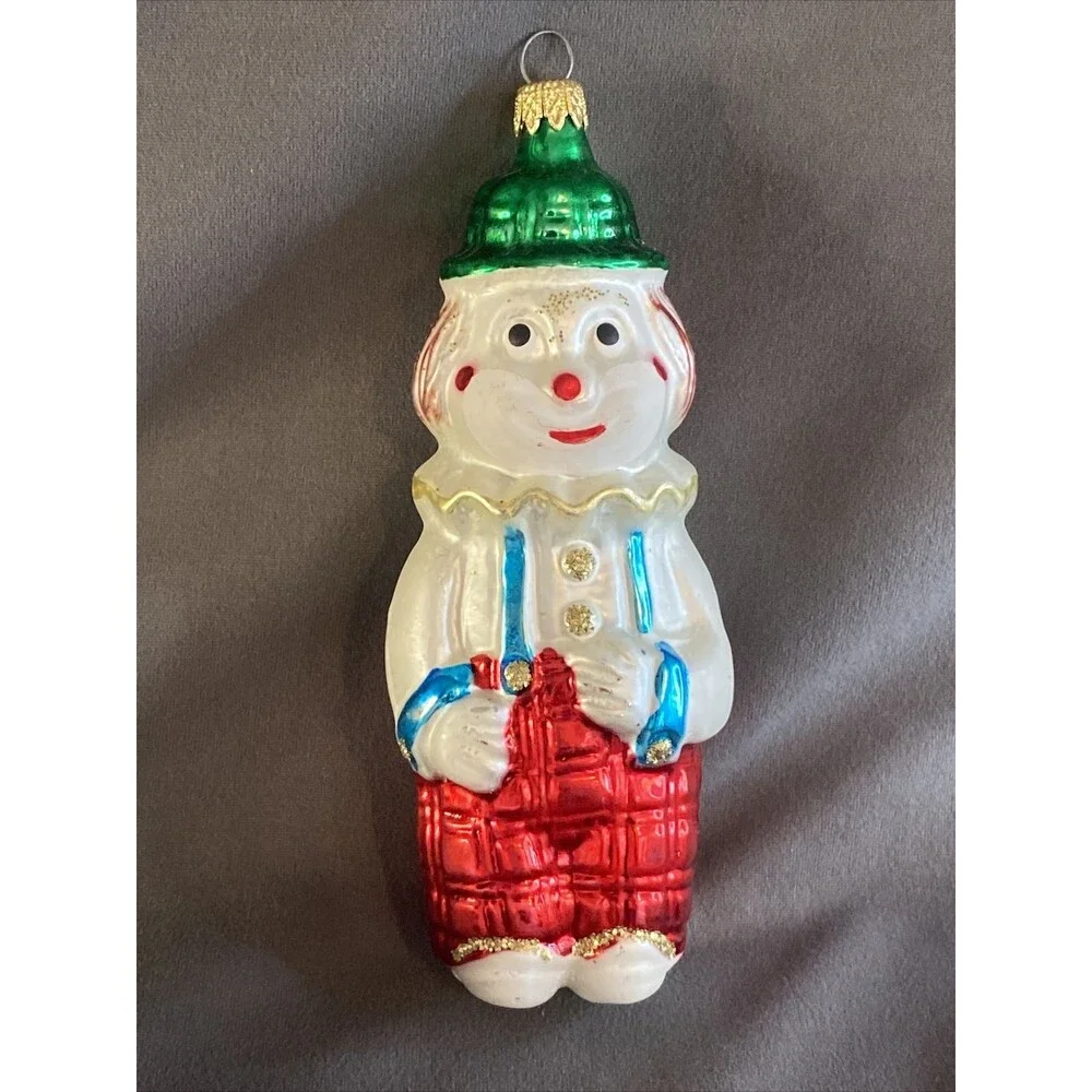 Vintage Mercury Glass Clown Christmas Ornament Lot Of 5 Hanging Holiday Tree